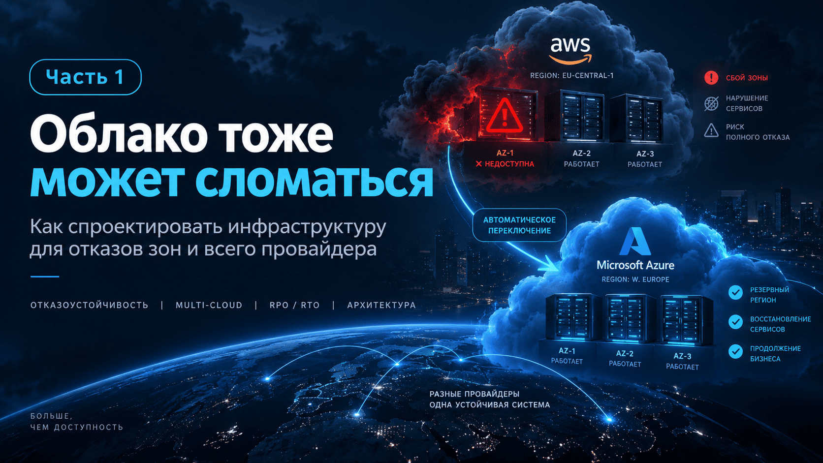 Облако тоже может сломаться. Часть 1: как спроектировать инфраструктуру, переживающую отказ зоны или провайдера