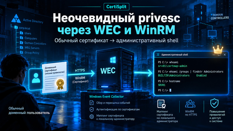 Неочевидный Privesc через WEC и WinRM: обычный сертификат = административный shell