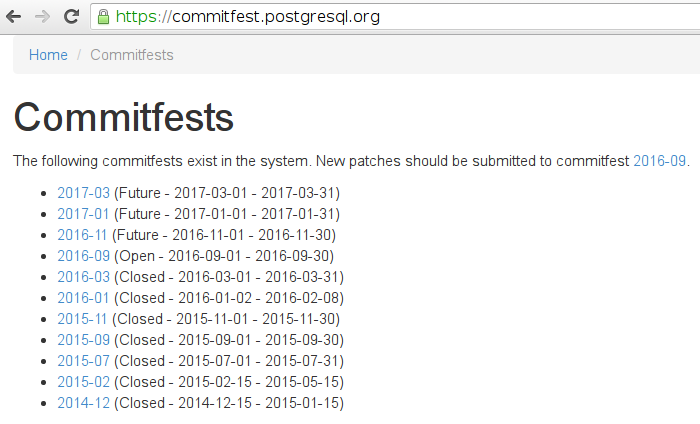 PostgreSQL Commitfest