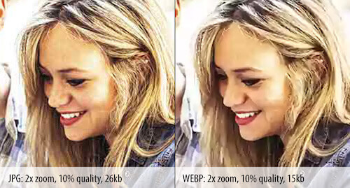 Difference in zoomed-in quality between JPEG and WebP