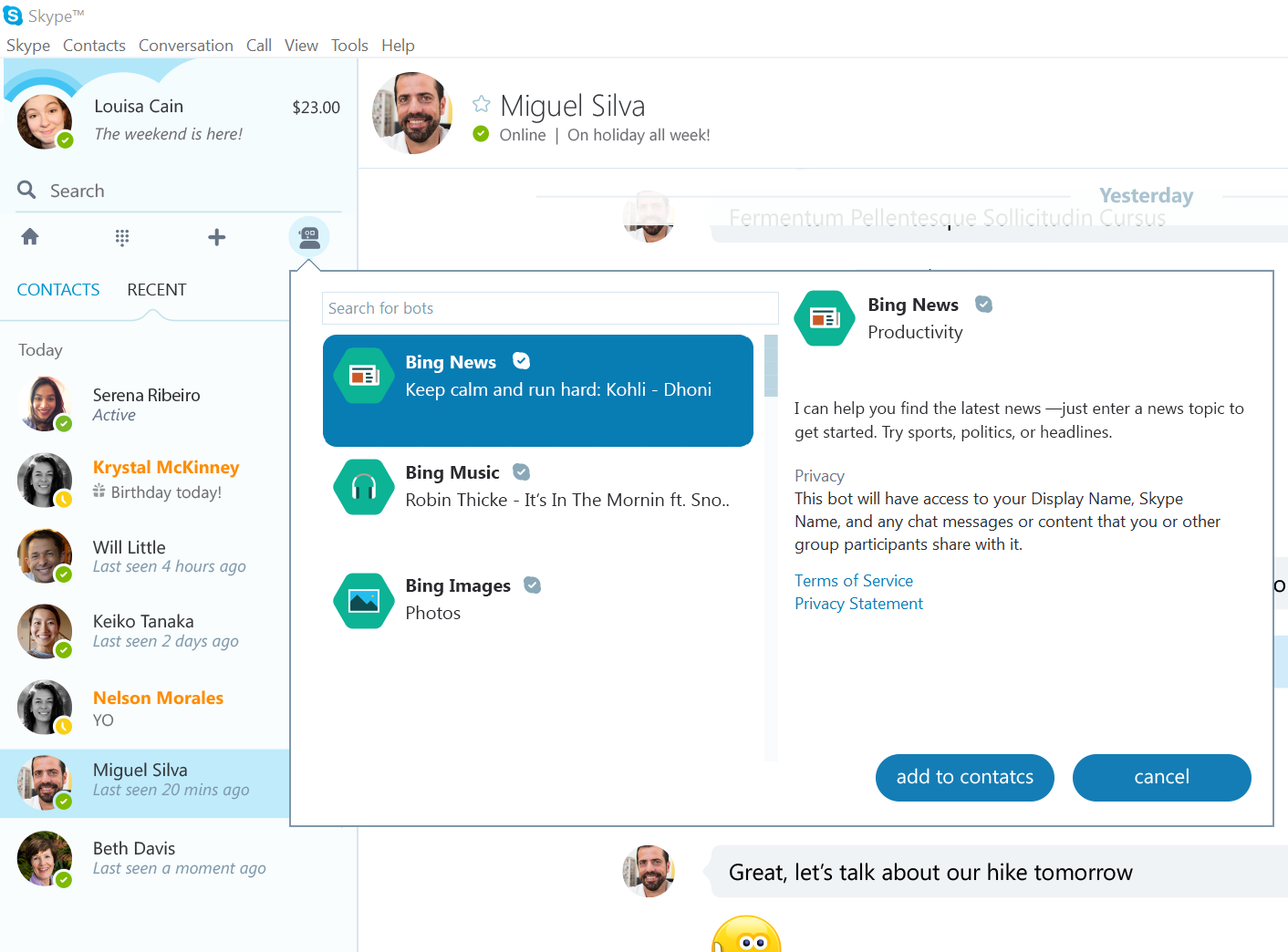Microsoft запускает ботов в Skype