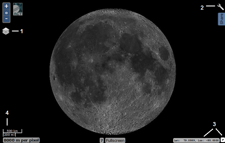 Интерактивная карта луны высокого разрешения