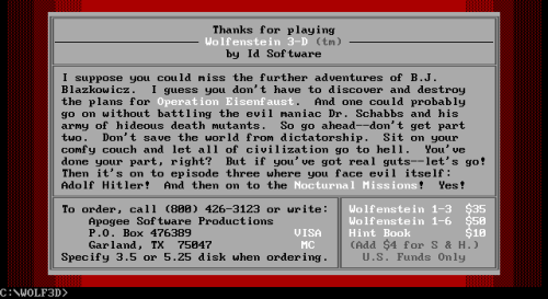 Wolfenstein 3D shareware screen