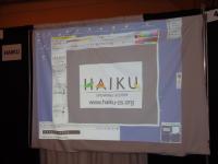 Projector screen at Haiku booth
