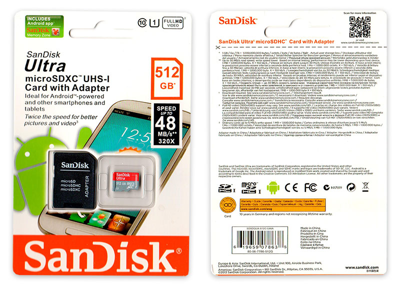 Подделка на Sandisk Ultra 512GB Micro SD