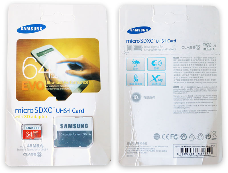 Подделка на Samsung EVO 64GB Micro SD
