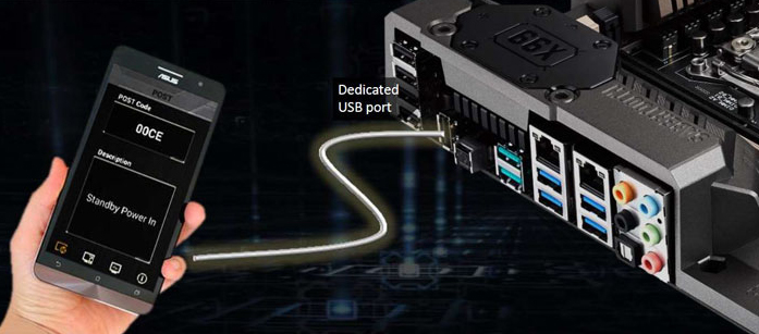Мониторинг POST-кодов системной платы ASUS TUF Z270 MARK 1 при помощи смартфона через выделенный USB-порт
