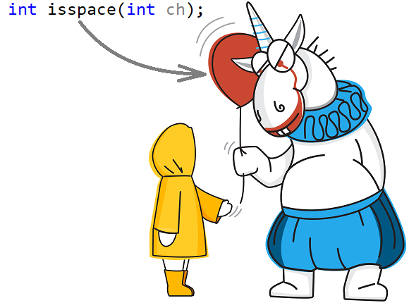 Figura 2. Unicornio que confunde a los lectores sobre isspace.