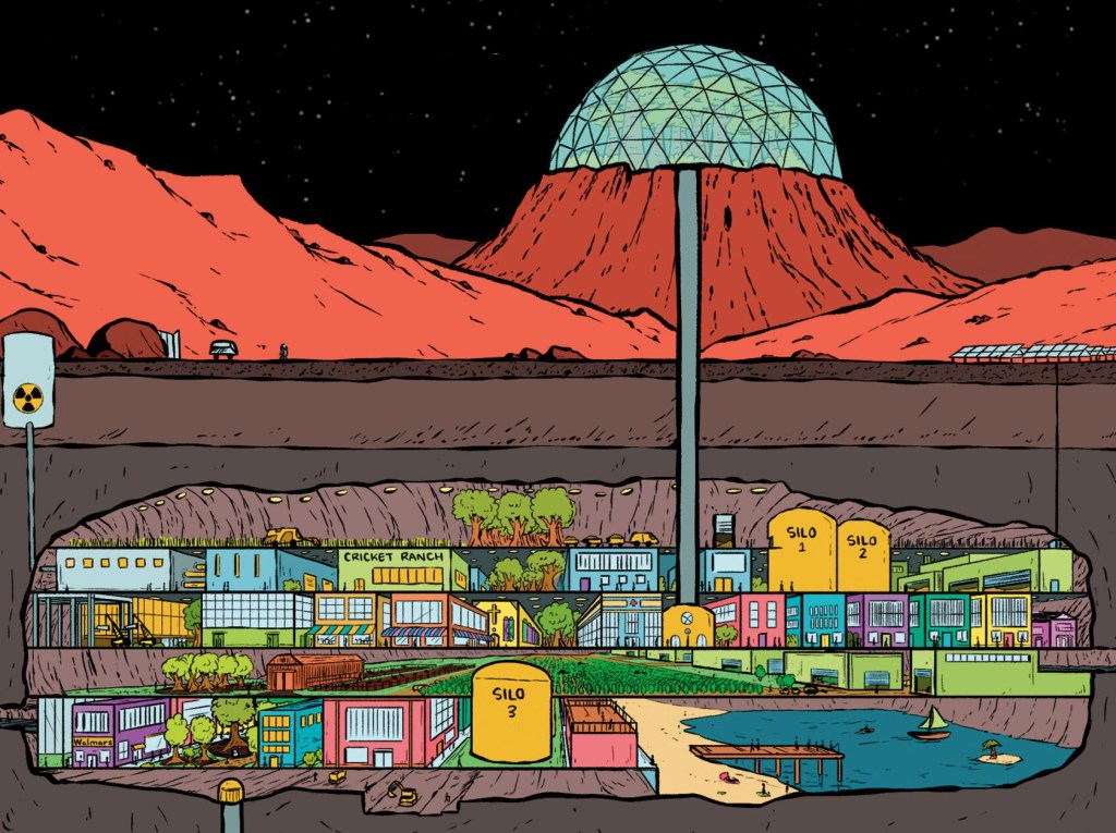 Рисунок с обложки книги «Город на Марсе» с концепцией подземного марсианского города
