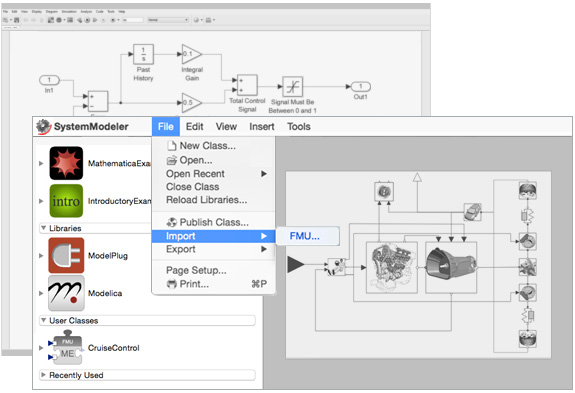 Imported model exported from Simulink, with the FMI Toolbox from Modelon
