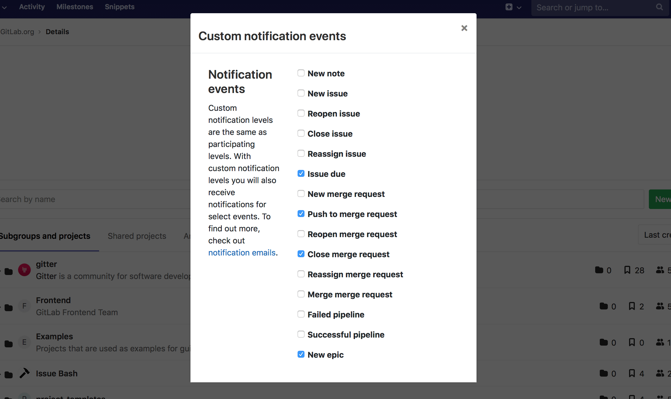 New epic event as custom notification