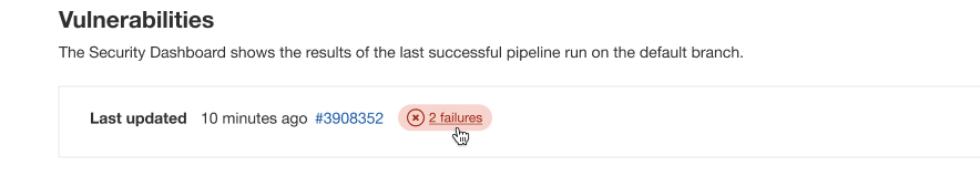 Pipeline status in Project Security Dashboard