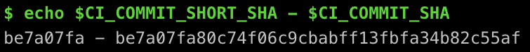 SHA de confirmación corta disponible como variable de entorno