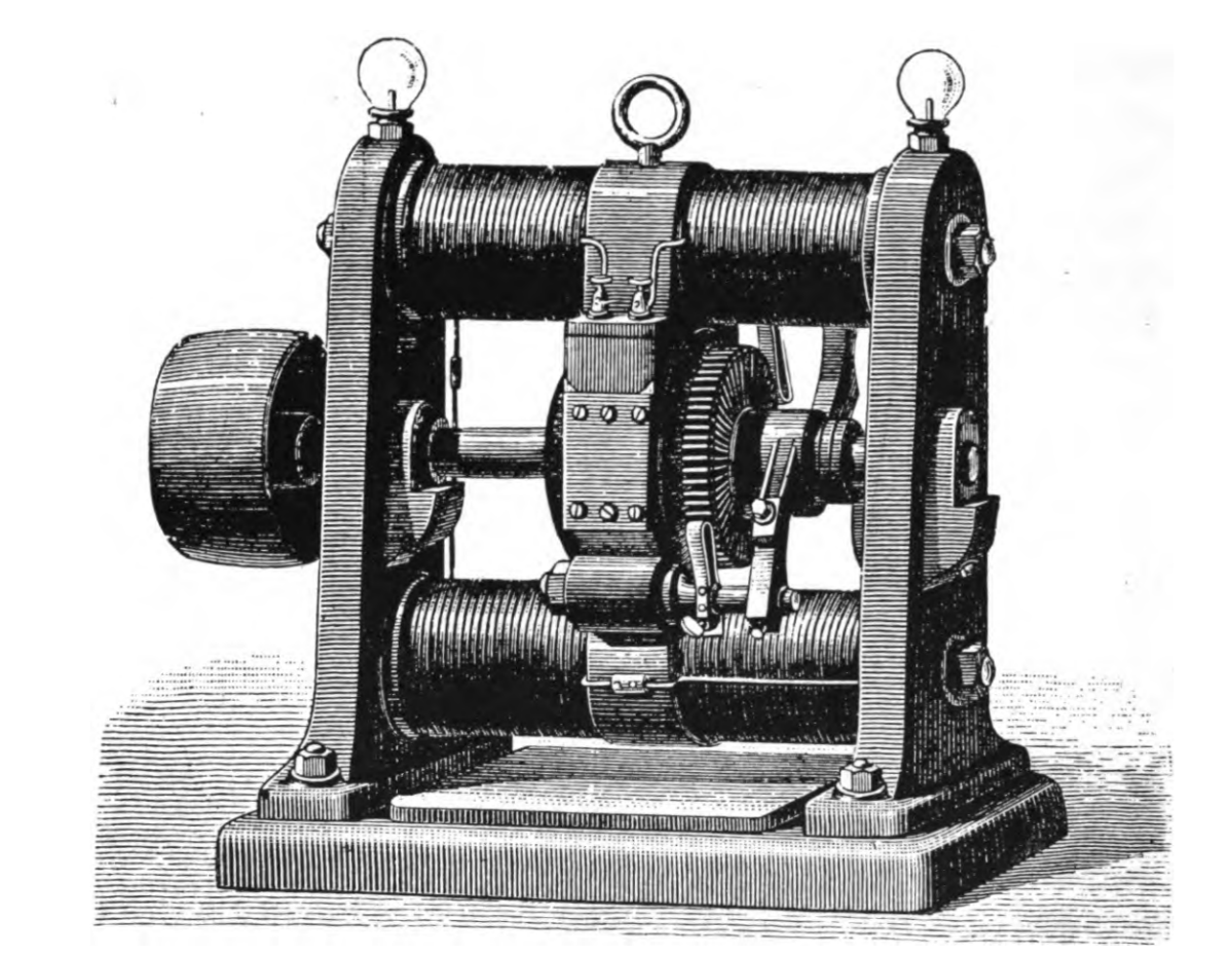 Кольцевая динамо-машина Зеноба Грамма 1871 года [Генри Шрёдер, История электрического света (Вашингтон: Смитсоновский институт, 1923), 28].
