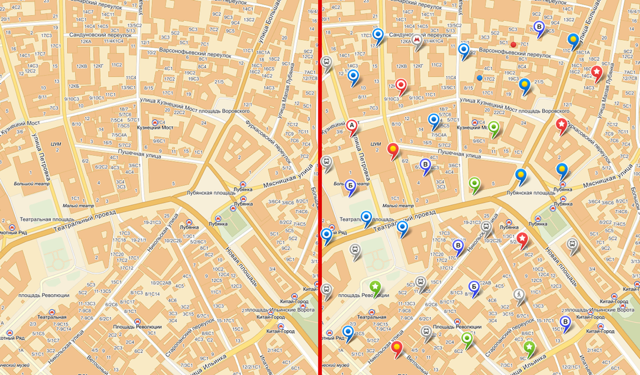Разные слои на Яндекс.Картах