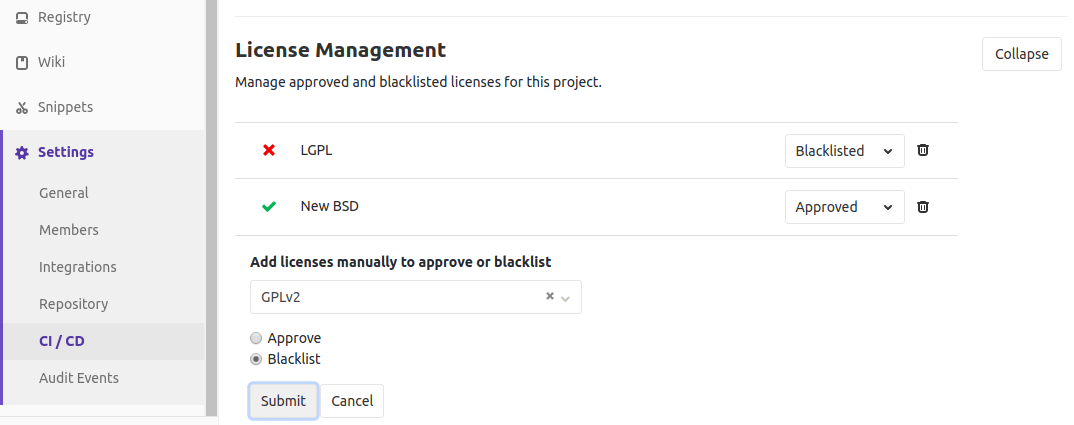 Add manual entries for License Management
