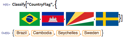 In[5]:= Classify[&quot;CountryFlag&quot;, {images:flags}]