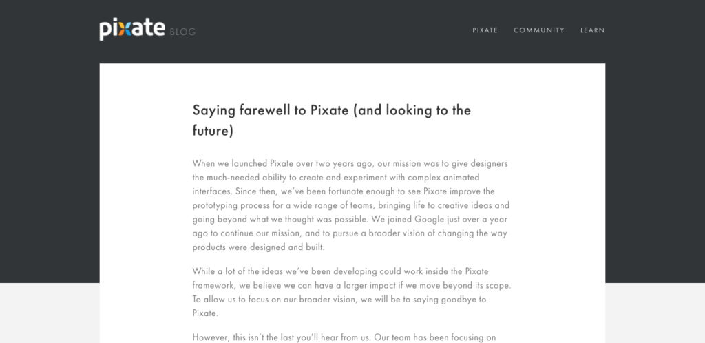 Saying farewell to Pixate (and looking to the future)