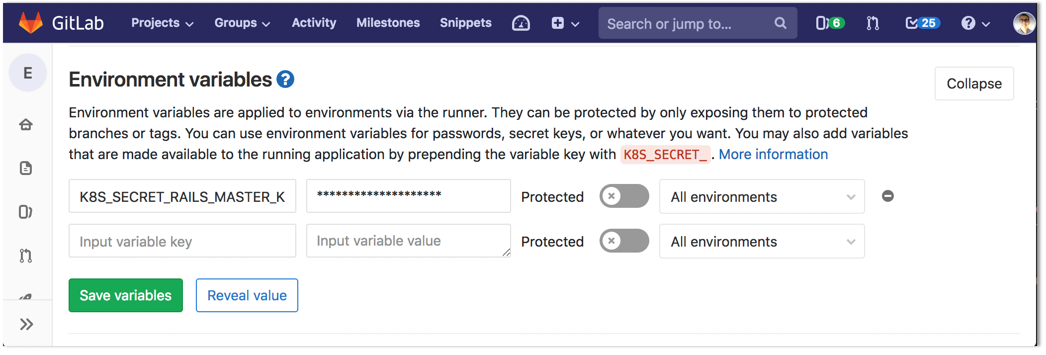 Configure Kubernetes app secrets as variables