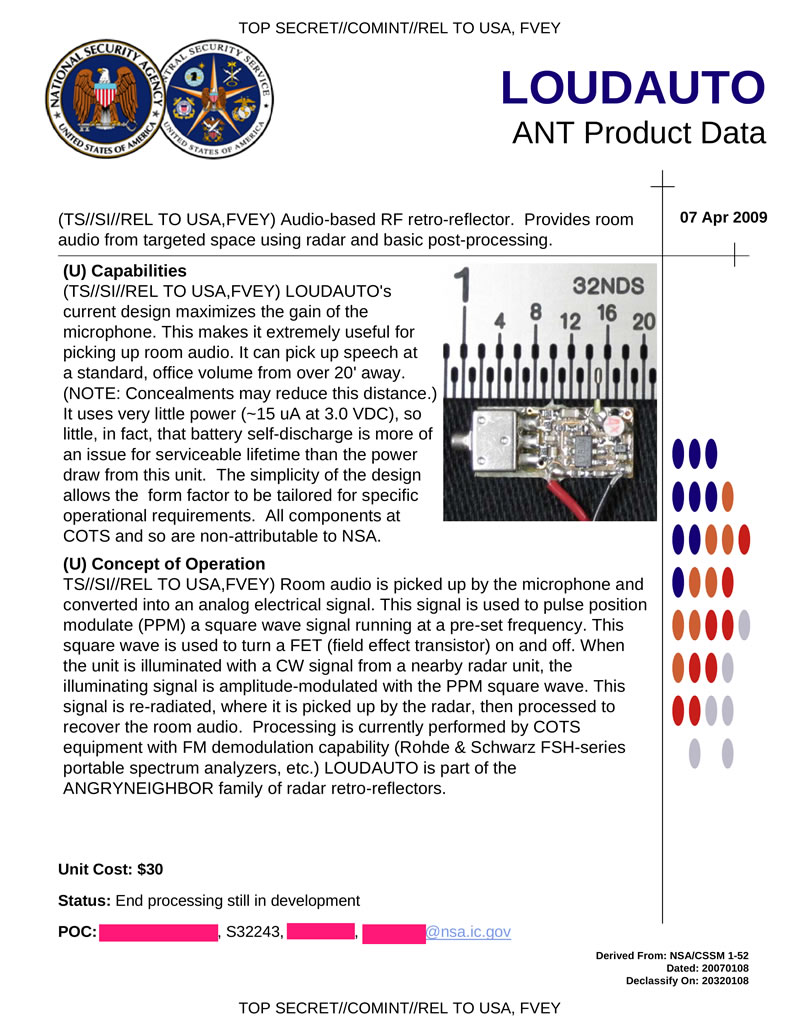 Секретные документы АНБ: Шпионские устройства