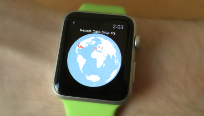 Data Droplets app on the watch--just touch the screen...