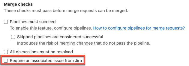 Require a Jira issue to be linked to an MR