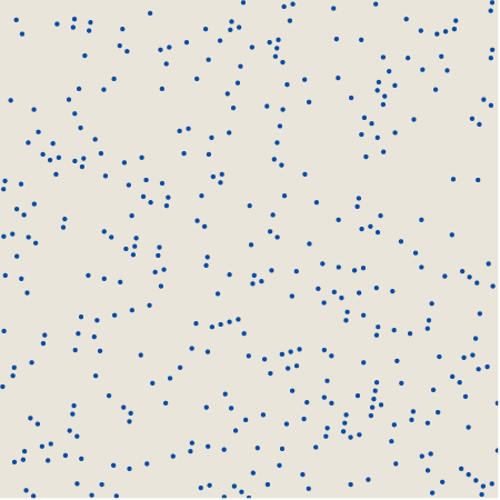 394 pseudorandom dots on a skewed 60-by-60 grid