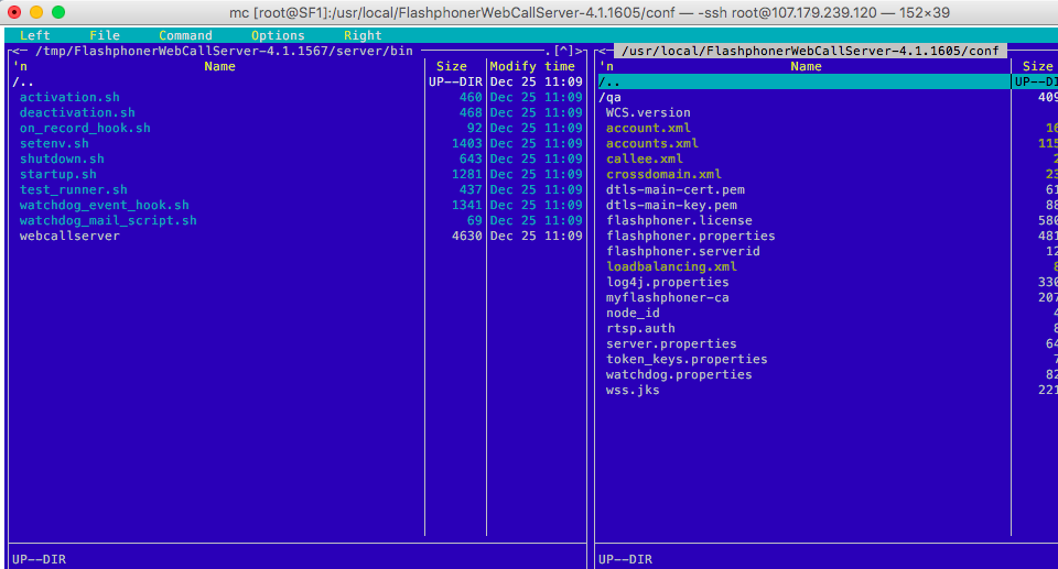 Web Call Server 4 configuration file folder