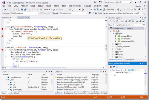 Node.js Tools для Visual Studio