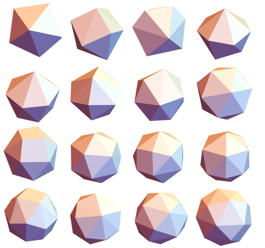 Polyhedra shown as solid objects using ConvexHullMesh