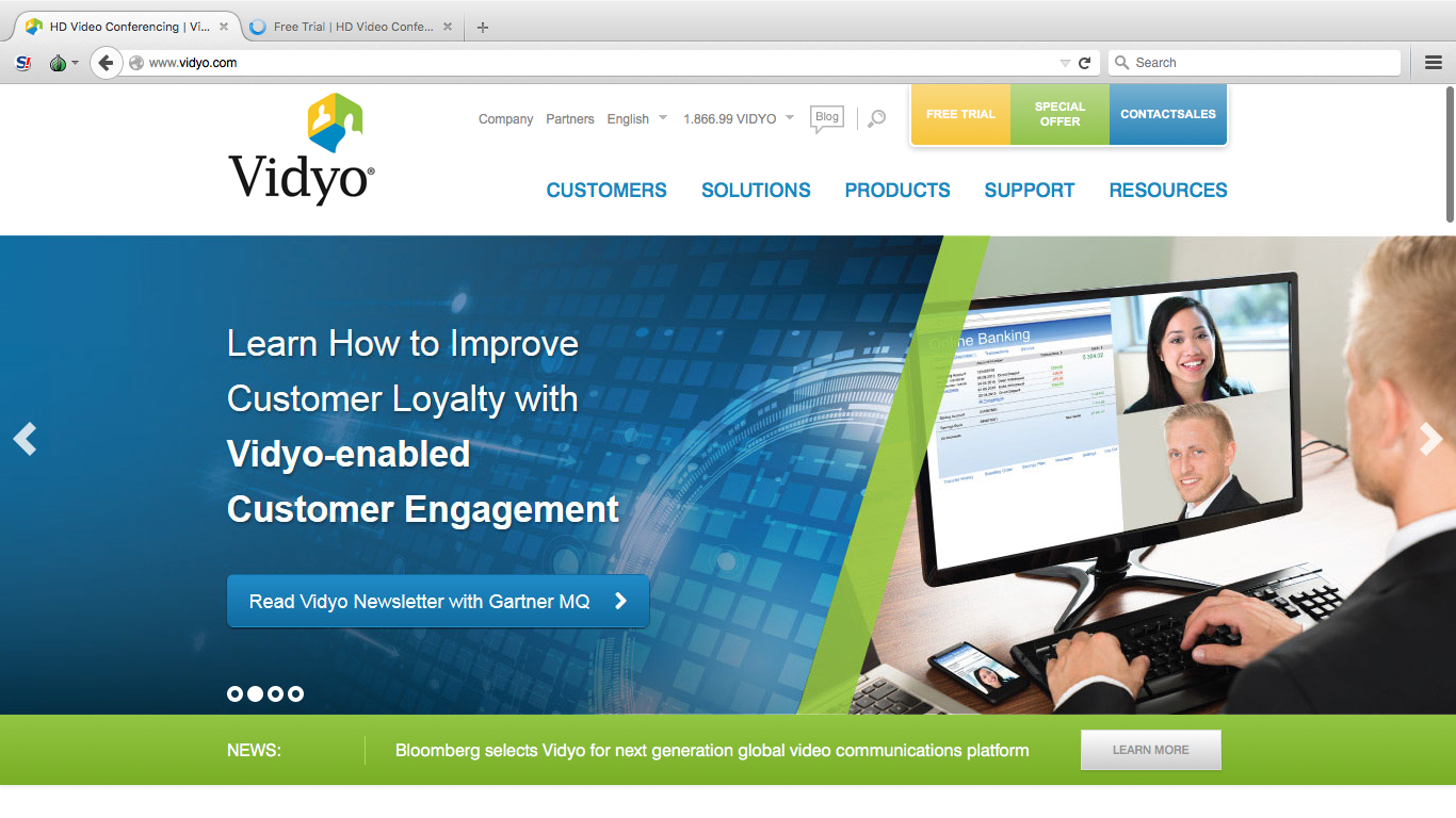 Начальная страница на сервисе Vidyo