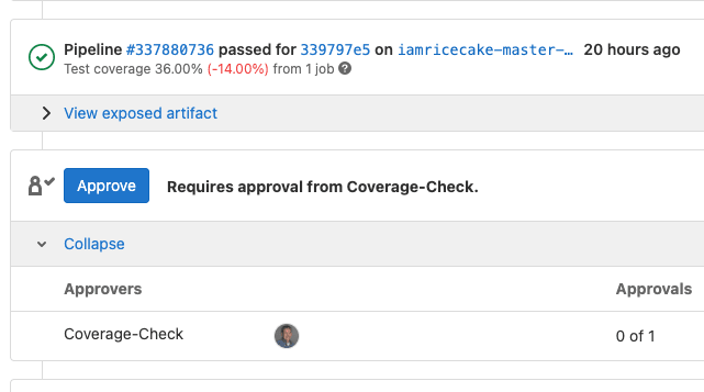 Code coverage merge request approval rule