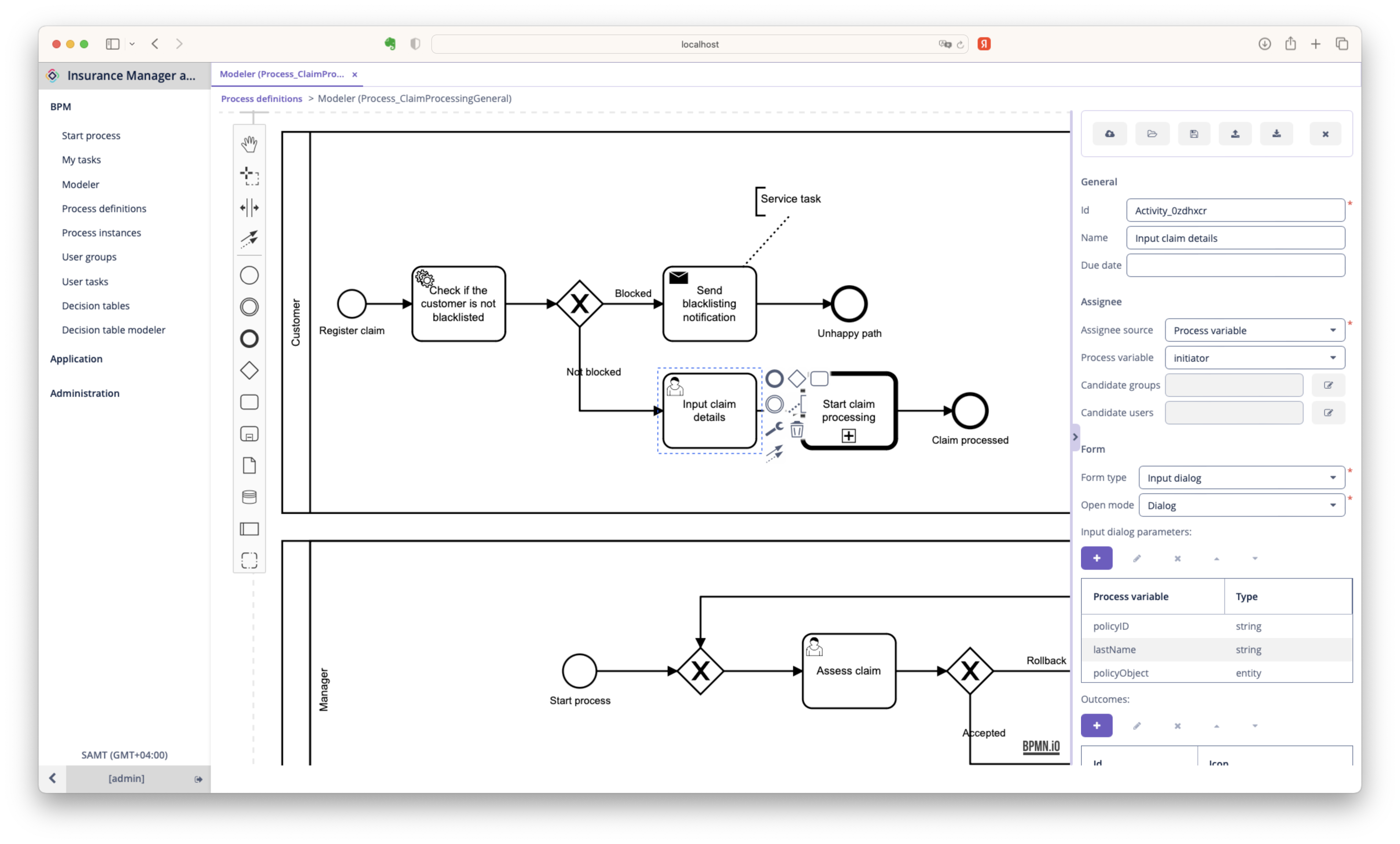  Визуальный конструктор бизнес-процессов на базе bpmn-js в Jmix
