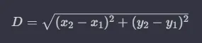 Формула расстояния между двумя точками