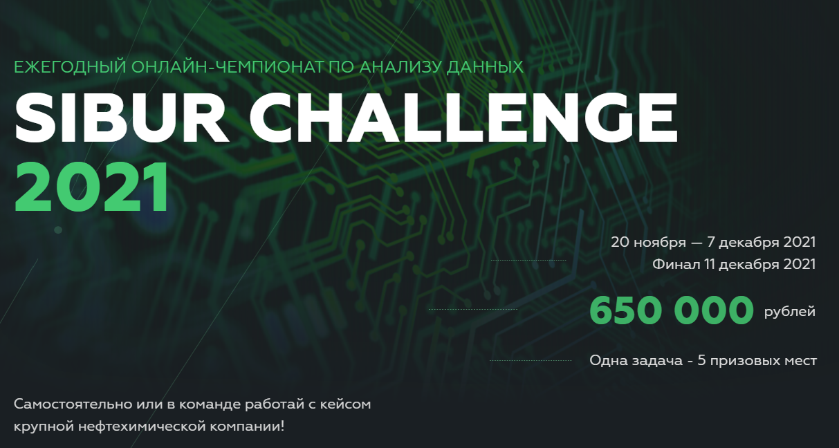 Онлайн-чемпионат SIBUR Challenge 2021 для аналитиков данных