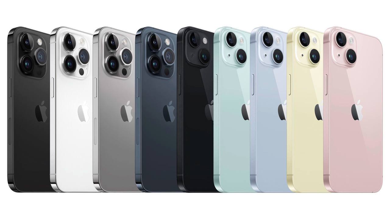 Рендеры вероятных цветов iPhone 15 Pro и iPhone 15 от 9to5Mac