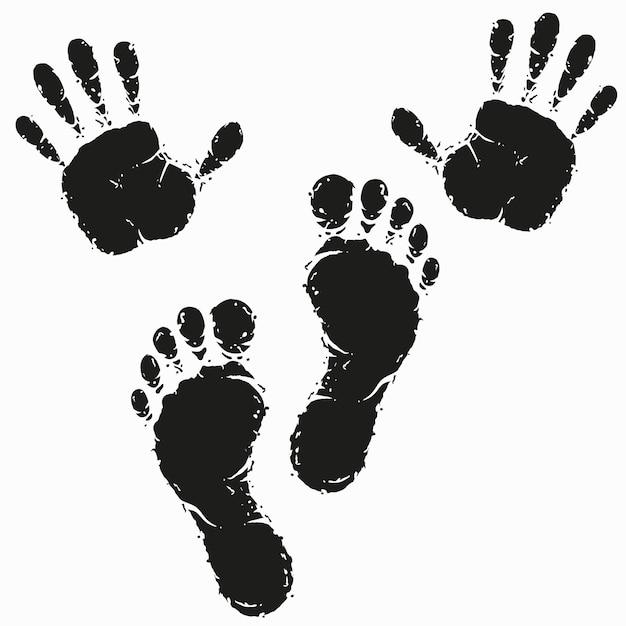 Бесплатное векторное изображение Черный след и отпечаток руки.