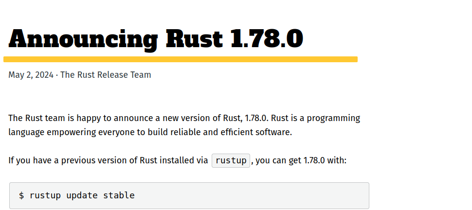 Релиз Rust 1.78