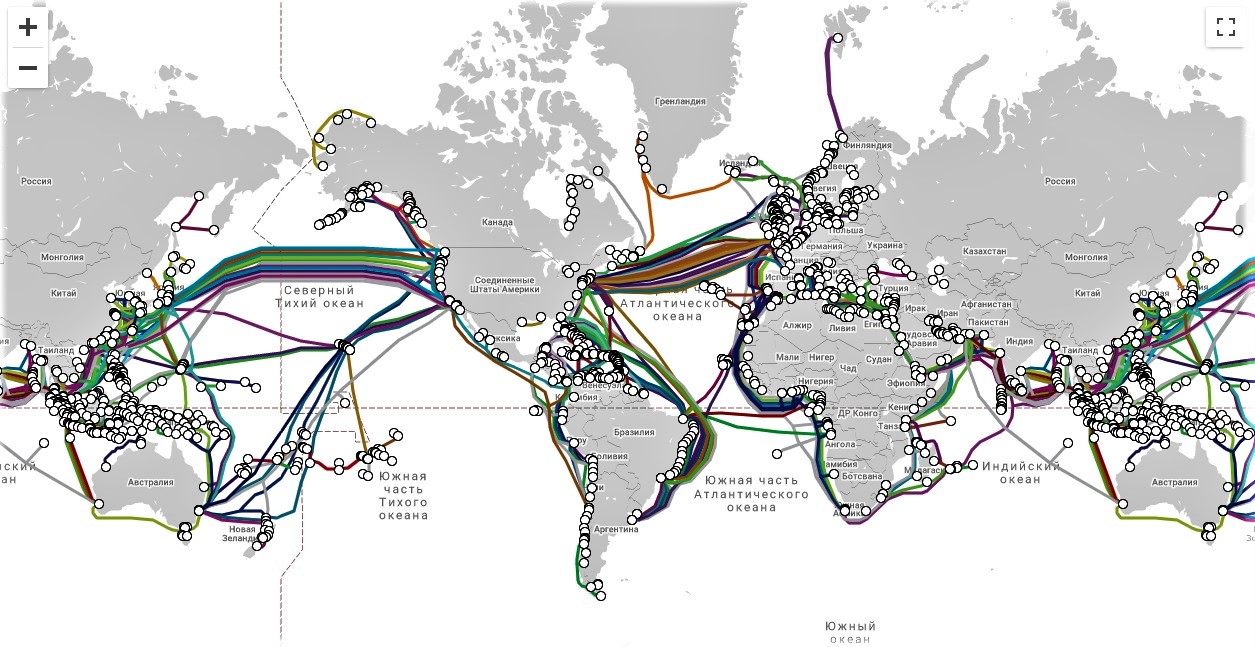 Карта подводных кабелей связи