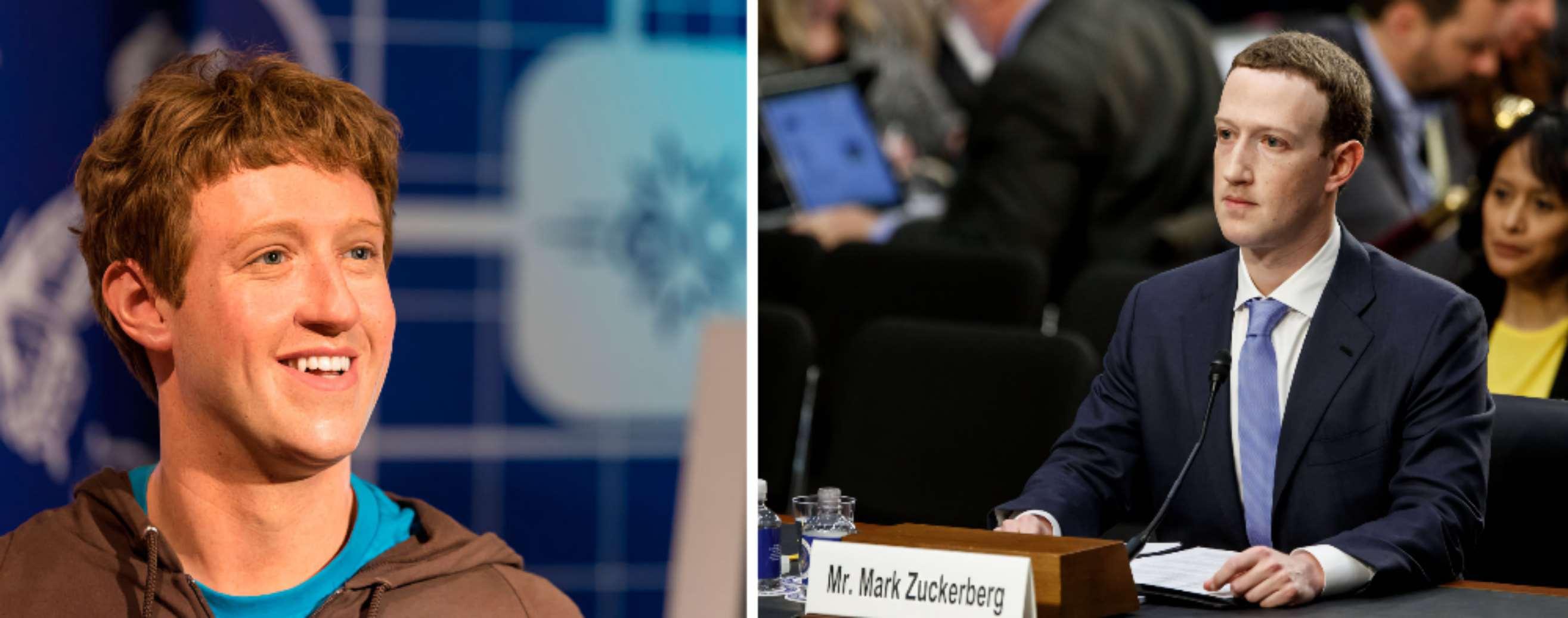 Студент Гарварда Марк Цукерберг в 2004 году и CEO Facebook мистер Марк 
Цукерберг в 2020 