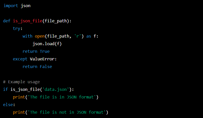Сценарий автоматизации на Python для проверки того, является ли файл JSON или нет