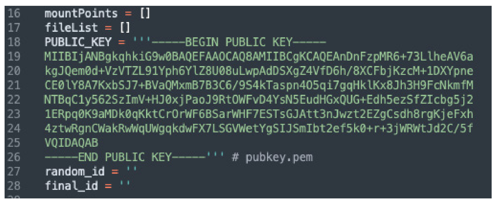 Открытый ключ, найденный в вымогателе Qlocker. 
