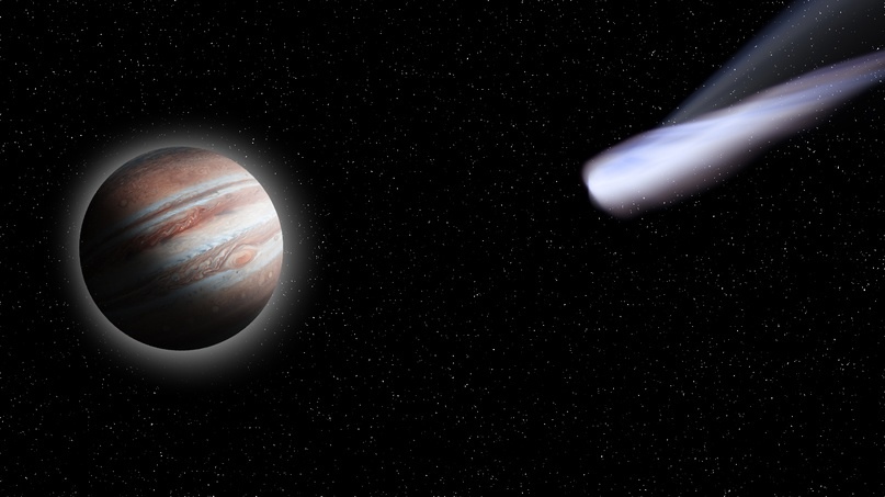 Сближение Юпитера и кометы в представлении художника. Автор Никита Игнатенко.