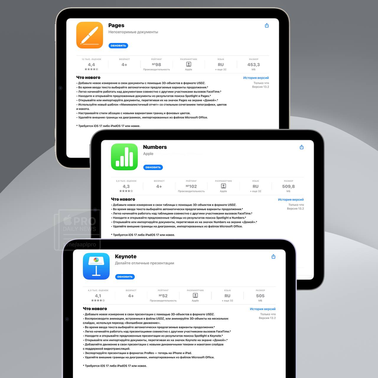 Полный перечень новшеств по каждому приложению доступен в App Store