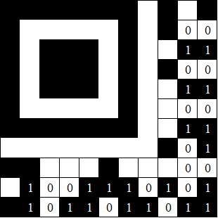 Рисунок 11b – Матрица битовой составляющей исходных данных с обозначениями