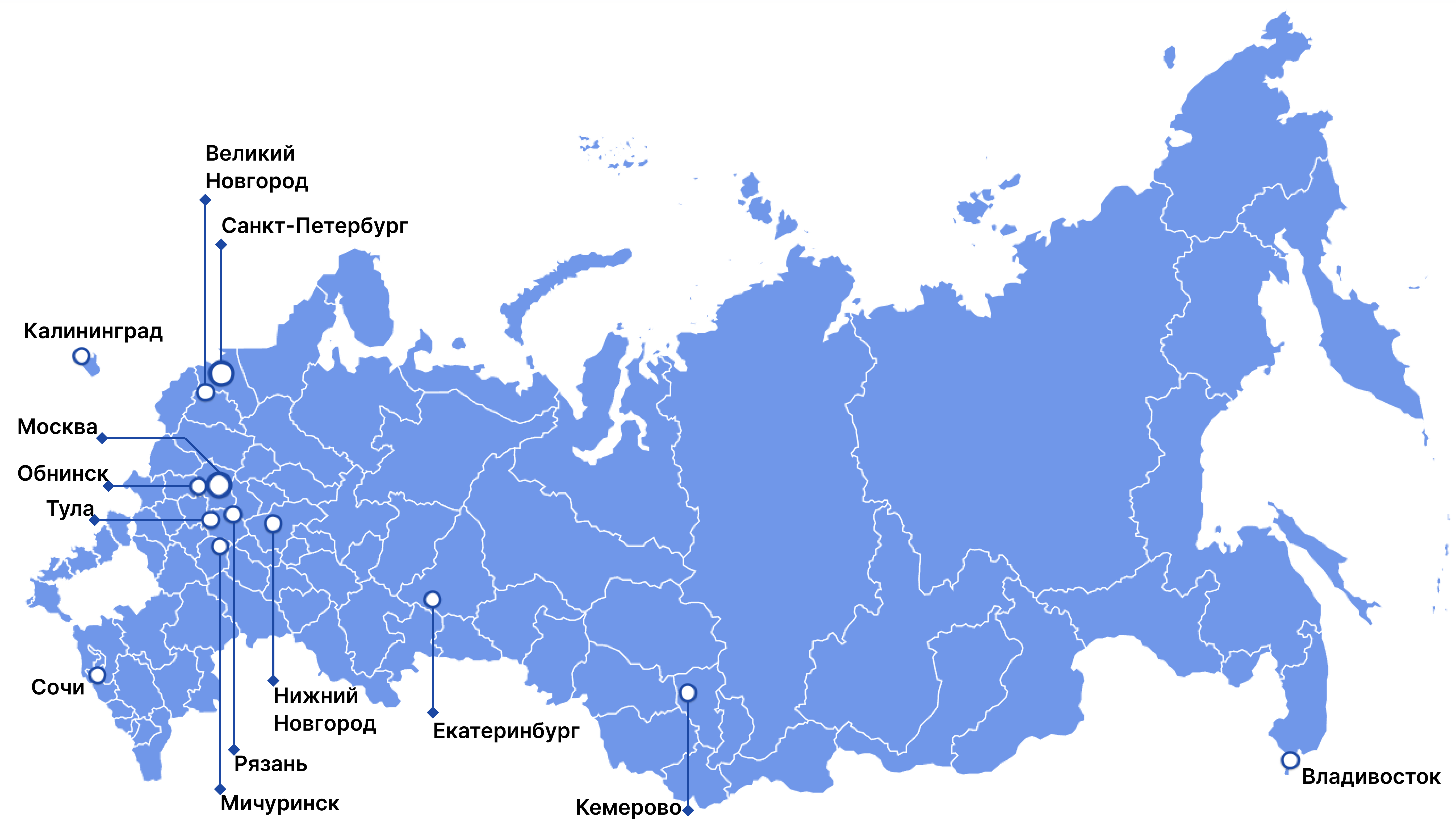 Рисунок 1 - карта ИНТЦ в РФ