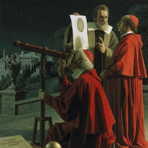 Галилео Галилей показывает кардиналам Луну