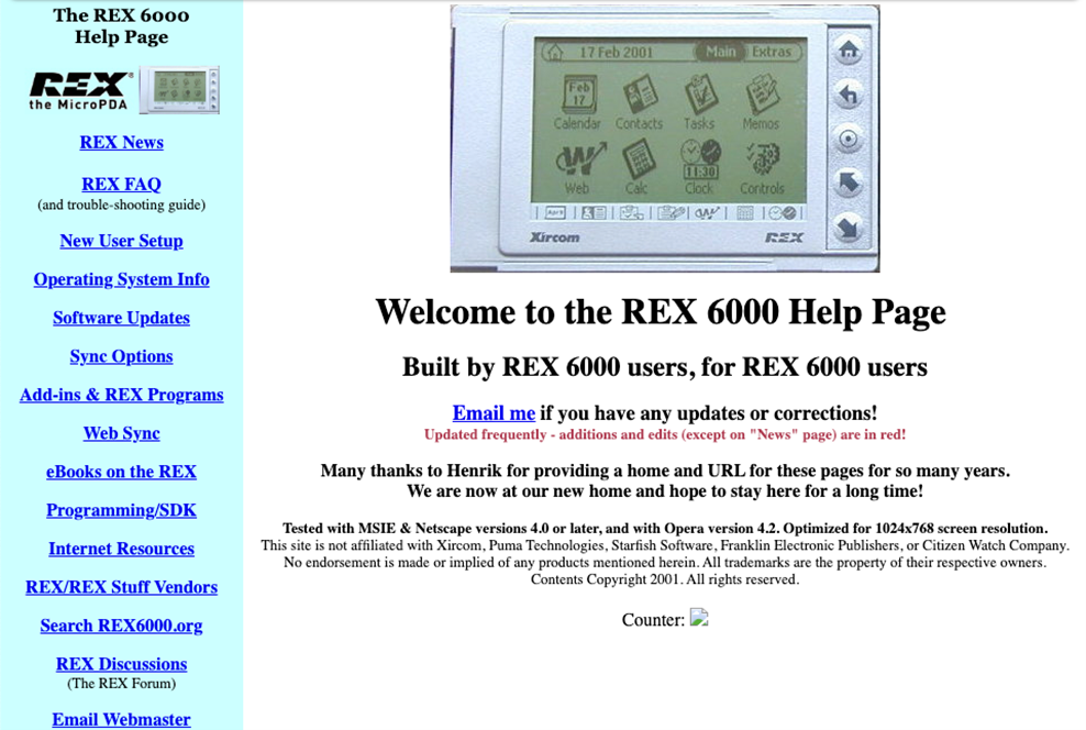 A snapshot of a page from the Internet archive, dated 2005