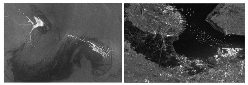 Рисунок 46. Нефтяные разливы (слева), мониторинг прибрежных зон (справа)