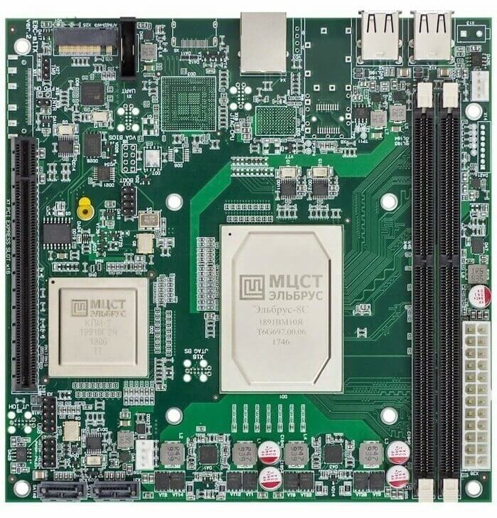 Материнская плата E8C-mITX с установленным процессором Эльбрус-8С (источник: mcst.ru)